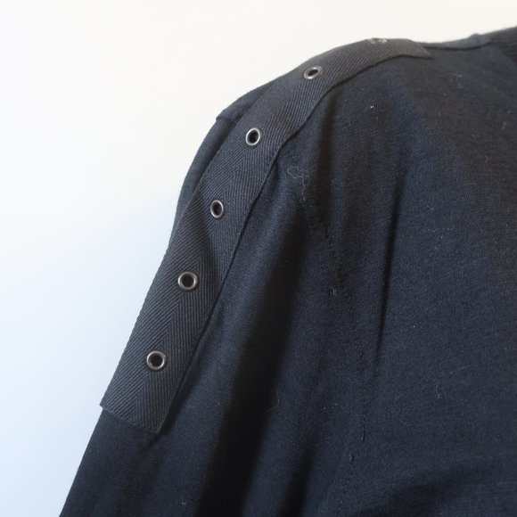 Womens John Bartlett Black Wool Blend Mixed Media Turtleneck Sweater L * - Picture 3 of 11